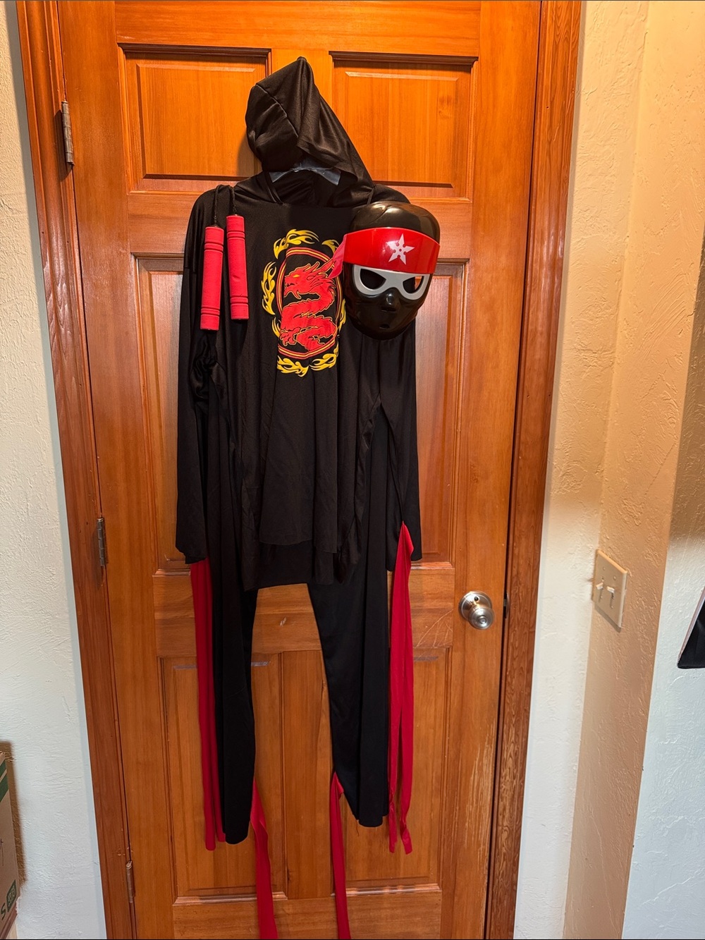 Teen-Adult Black Dragon Ninja Hooded Costume Set Size Medium